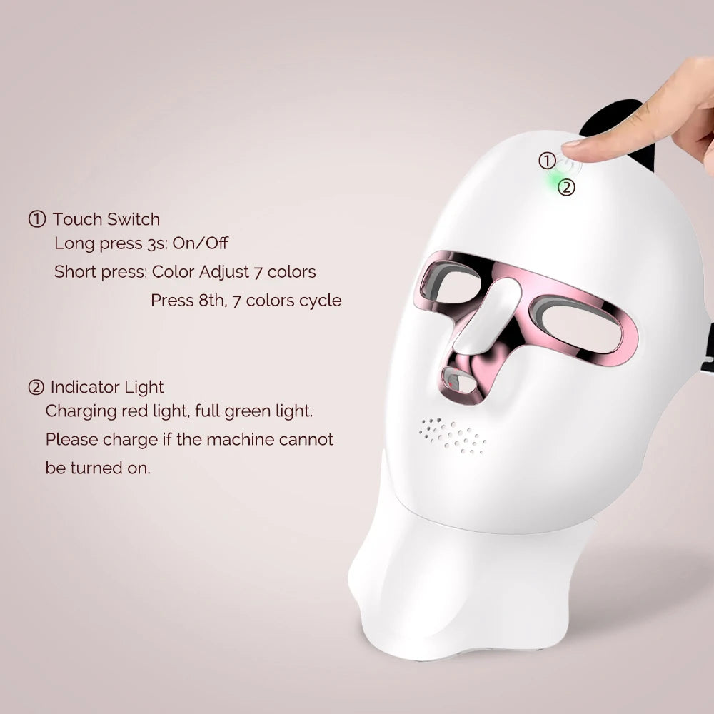 VivaGlow™ 7-Color LED Face & Neck Mask – At-Home Skin Rejuvenation– Reveal Radiant, Youthful Skin