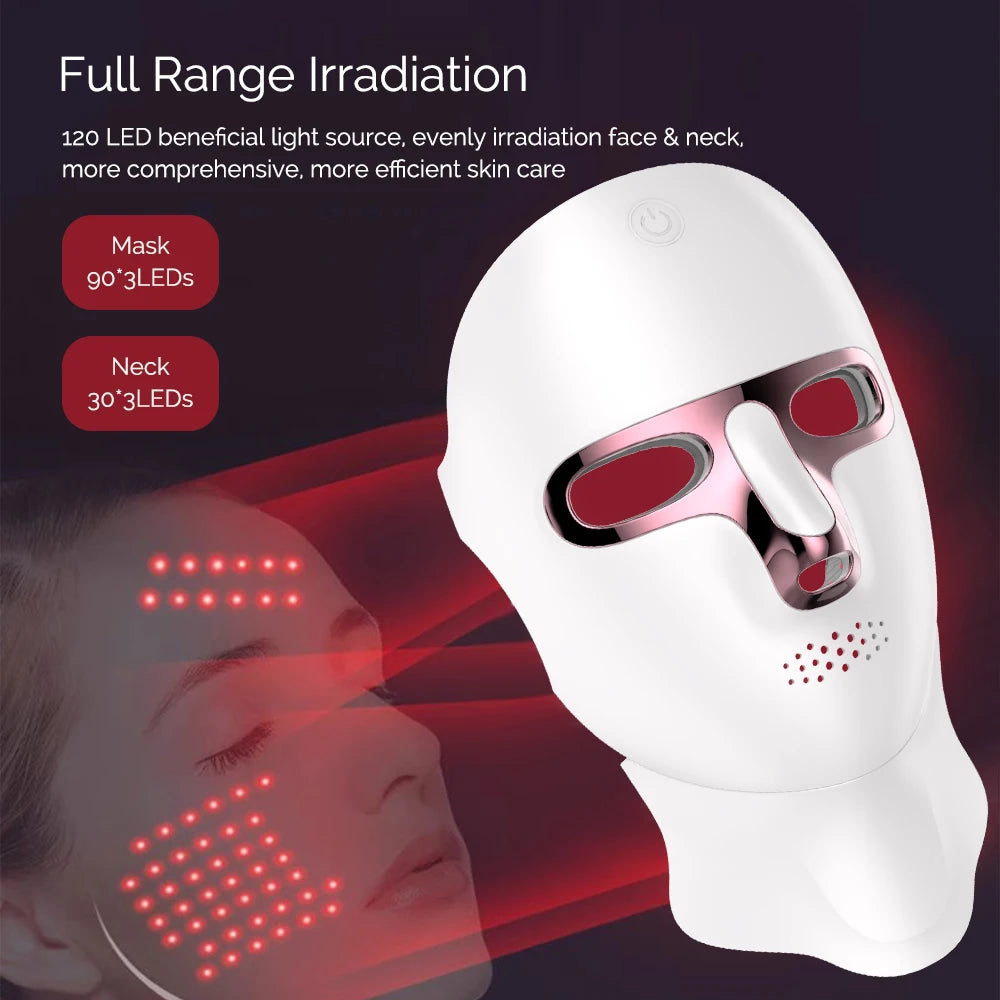 VivaGlow™ 7-Color LED Face & Neck Mask – At-Home Skin Rejuvenation– Reveal Radiant, Youthful Skin